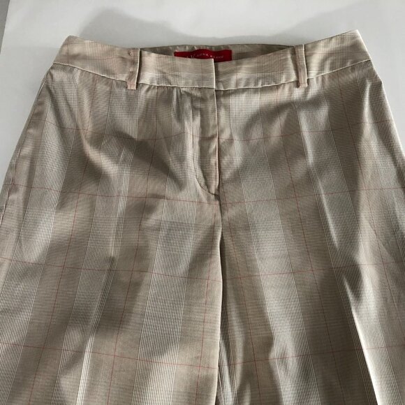 Anne Klein Vintage Check Pants in Polyester/Rayon Blend Tan, White, Orange Sz 8 - Picture 3 of 14